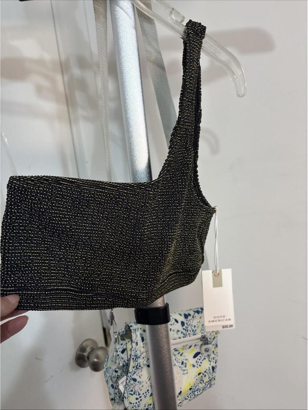 NWT Good American Shimmer Bikini Top One Shoulder Small